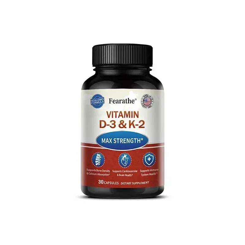 Las cápsulas MK-7 de vitamina D3 y K2 apoyan la salud de las articulaciones de los dientes y los huesos, aumentan la absorción de calcio