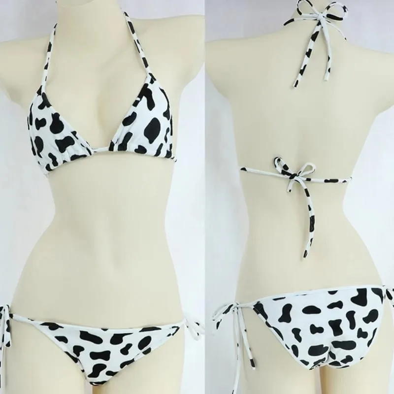 ชุดบิกินี่สตรีสไตล์ญี่ปุ่นน่ารักนมวัว Dotted MINI ชุดบิกินี่ชุดชั้นใน Halter คอ Bras Top กางเกง Panty — image 2