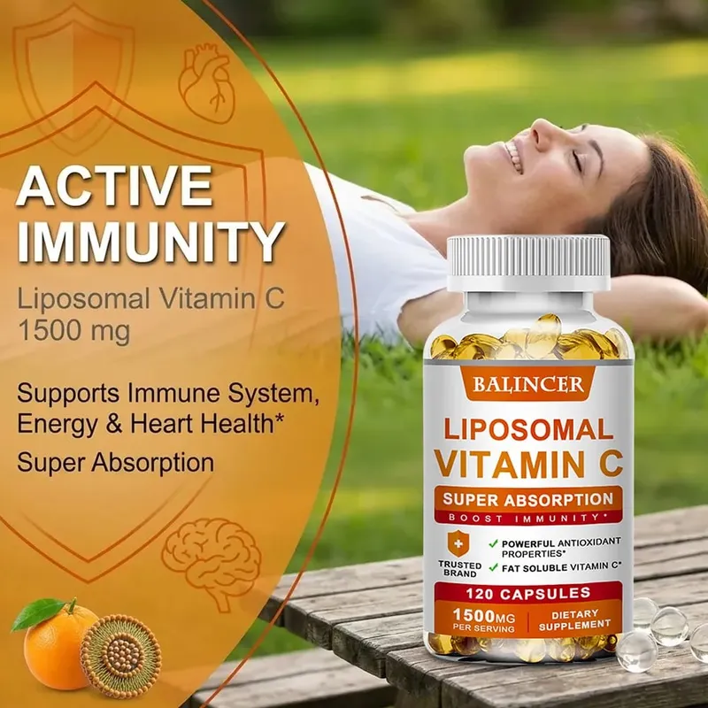 Liposomal C-vitamin 1500mg højabsorberende fedtopløselig ascorbinsyre Immunstøtte Kollagen Booster & Antioxidant Supplement — image 6