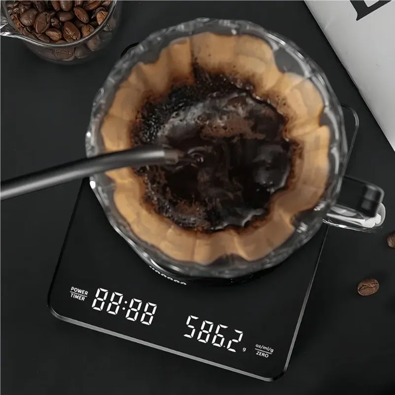 เครื่องชั่งกาแฟอิเล็กทรอนิกส์ความแม่นยำสูงพร้อมแผ่นกันน้ำจอแสดงผล LED USB Timing Professional Home อุปกรณ์เสริมกาแฟ 3 กก./0.1g — image 2