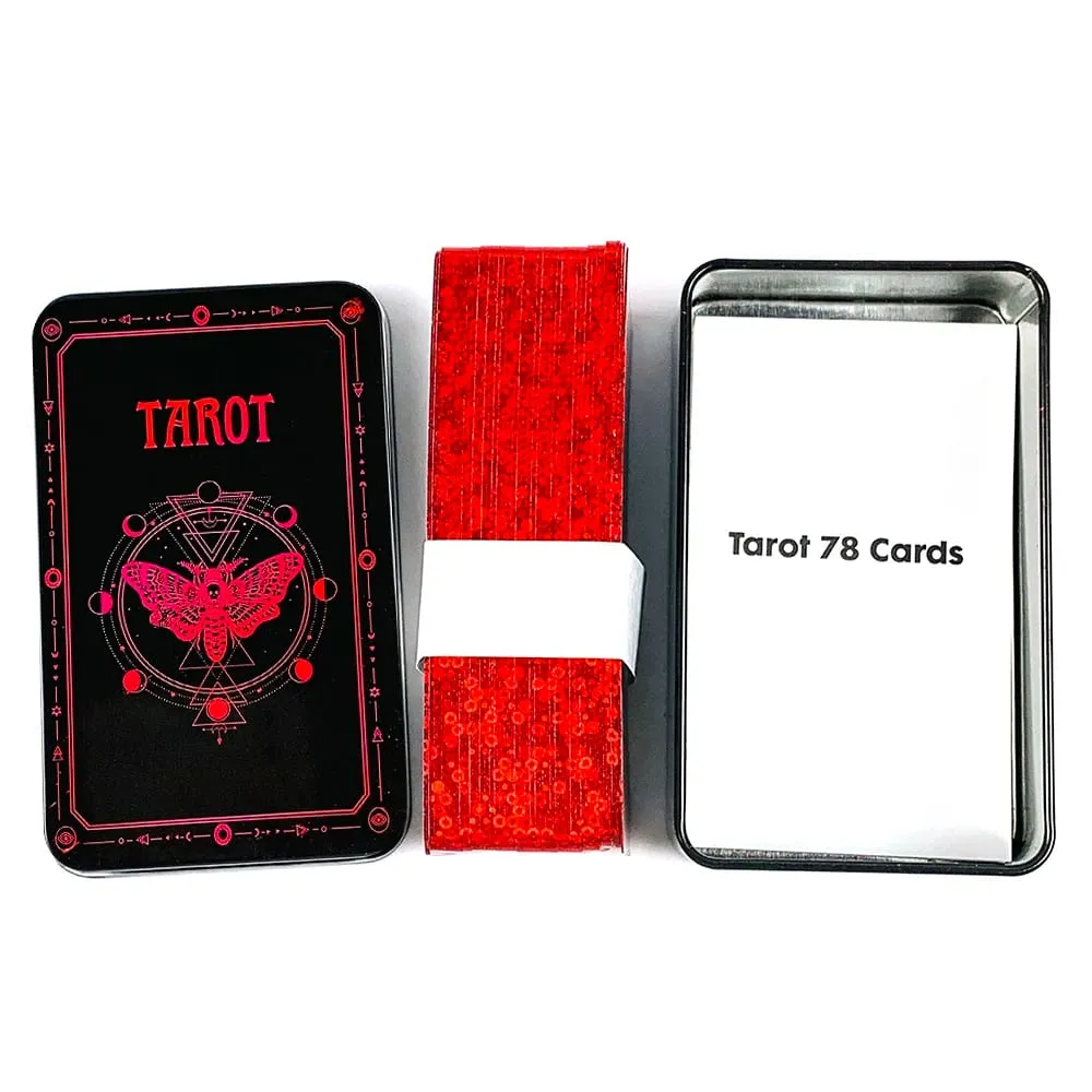 Occult Tarot In A Tin Metal Box Tarot Deck With PDF Guide Book Fate Divination Cards Game Great For Beginners & Party Games — image 1