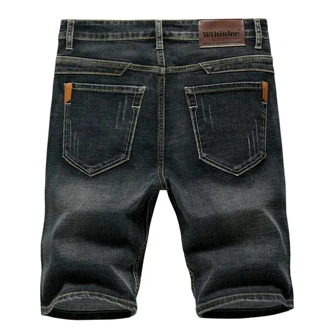 2025 Summer New Men's Denim Shorts Classic Black Blue Thin Section Fashion Slim Business Casual Jeans Shorts Male Brand — image 7