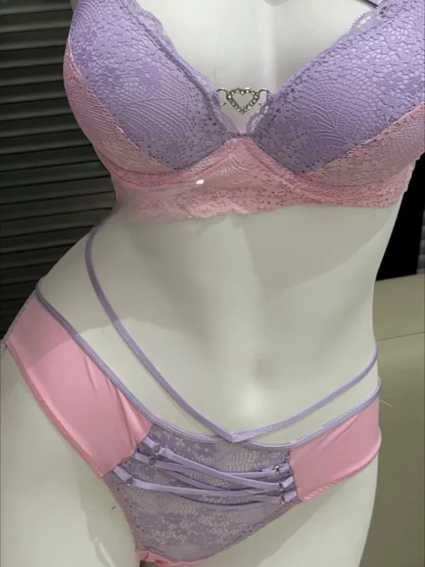Chic Hollow Lace Tie ชุดชั้นในชุดเซ็กซี่ Push Up Brassiere Gathering สุภาพสตรีแฟชั่นชุดชั้นในชุด 32 34 36 38 — image 8