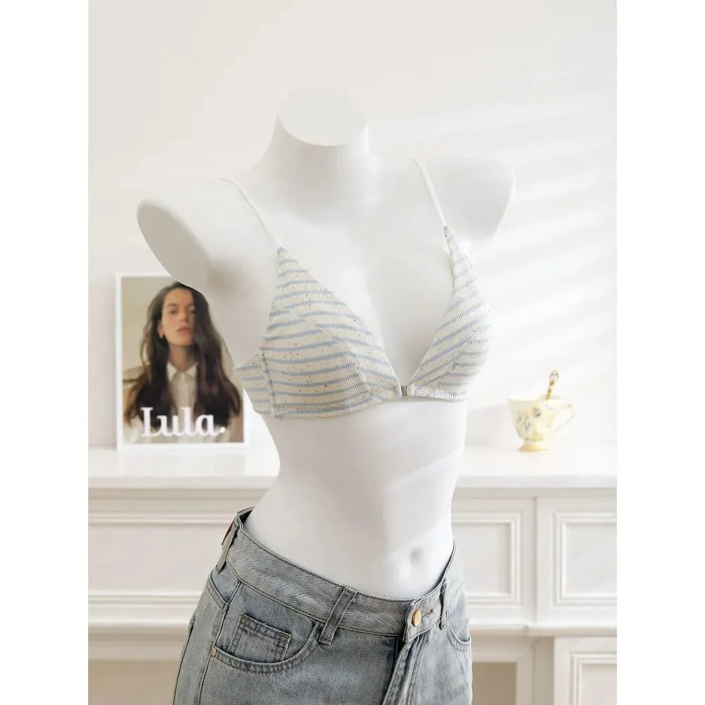 Kvinder Front lukning BH Sæt Sommer Tynd Let Bomuld Fransk Trekant Skål Rygløs Beauty Back Lingeri dragt til lille bryst S-XL — image 6