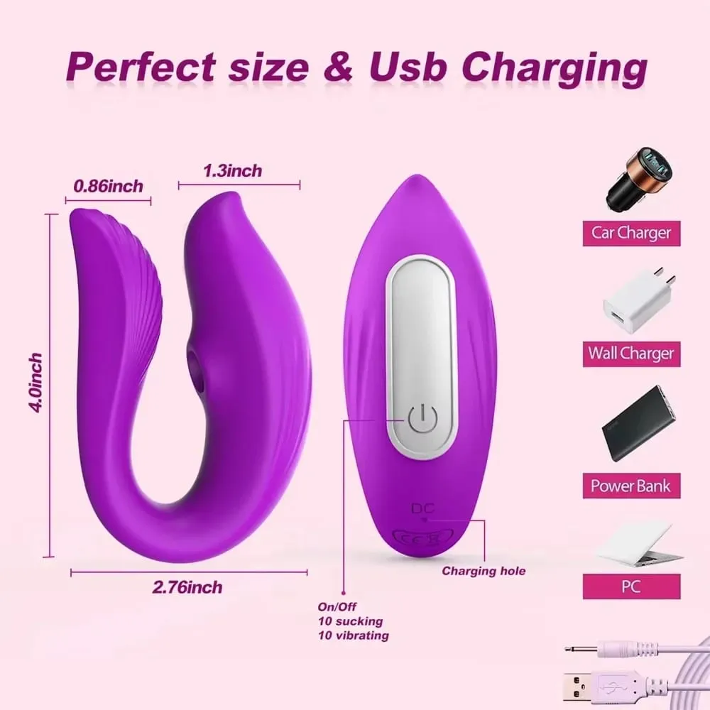 Kraftig sugende trådløs fjernbetjening Vibrator Bærbar U-formet dildo massageapparat Dobbelt klitoris stimulation par voksen sexlegetøj til kvinder — image 6