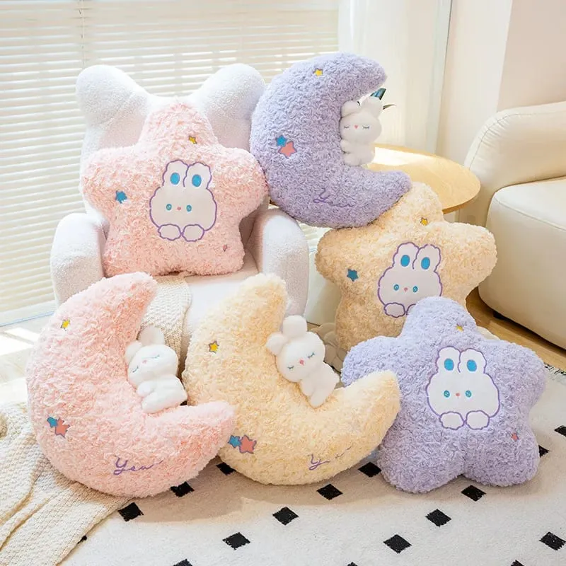 45cm Kawaii Kissen Kaninchen Cartoon Sterne Mond Kissen Kissen Kreative Glück Weiche Familie Plüsch Spielzeug Sofa Home Decor plüsch Kissen