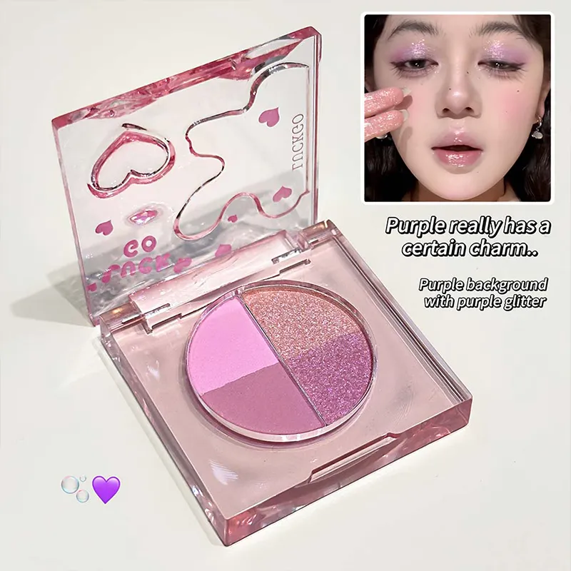 Mini 4 สีอายแชโดว์ Palette Natural Brightening Matte & Shimmer โกหก Silkworm Eye Shadow Lavender เครื่องสำอางแต่งหน้าเกาหลี — image 3