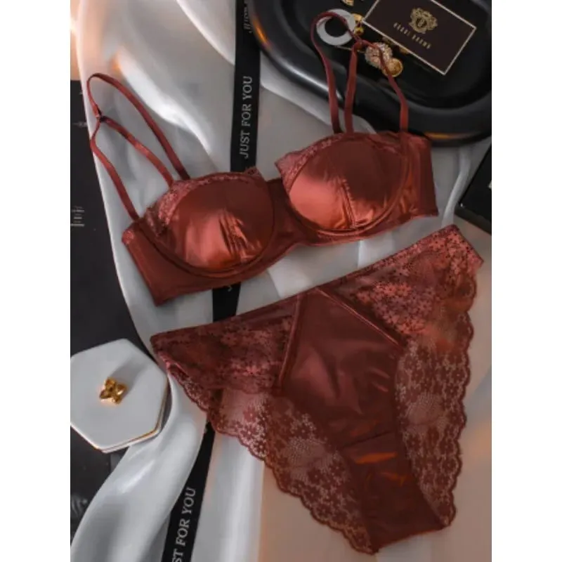 เซ็กซี่ภาษาฝรั่งเศสคำครึ่งถ้วยที่มองไม่เห็น Bra ชุด Underwire Minimizer Push Up ชุดชั้นในชุด S-XL Comfort Breathable Anti Sag สไตล์ — image 5