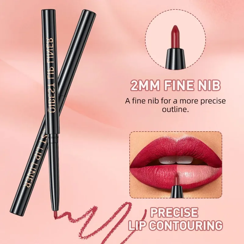 Lipstik Cair Matte & Lip Liner & Lip Gloss 3 Buah Set Kit Kosmetik Pewarna Bibir Merah Hitam Ungu Tahan Lama Anti Lengket — image 5