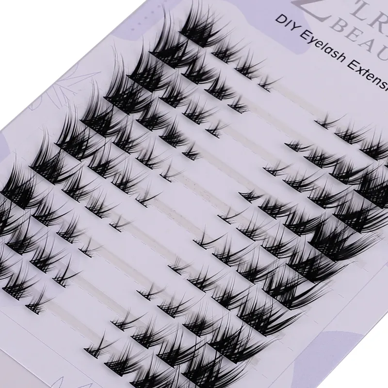 Fox Eye Fairy Lashes 10 แถว Segmental Cluster ที่มองไม่เห็น Band 3D Cat Eye Little Devil Natural Lash Extensions — image 2