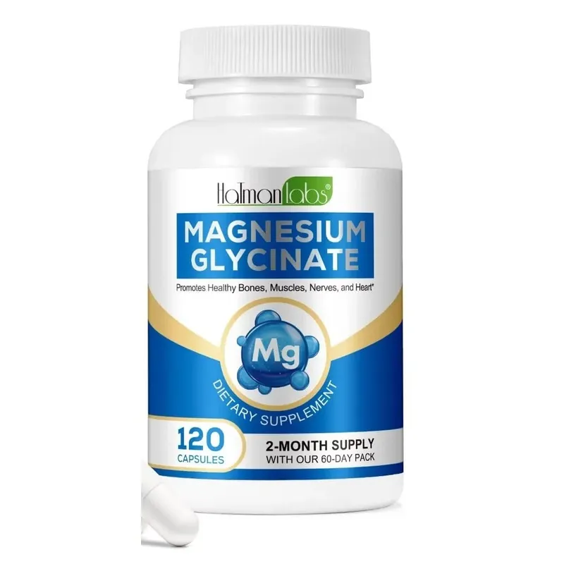 Kapsul Magnesium Glycinate dengan 208mg Elemental Bisglycinate untuk Otot Tulang yang Sihat & Sokongan Saraf Dewasa 120 Kapsul