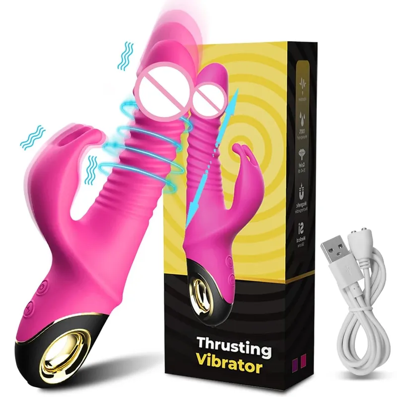 2022 kaninchen Schub Vibrator Automatische Teleskop G-Punkt Klitoris Stimulator Weibliche Masturbation Sex Spielzeug Für Frauen Erwachsene — image 9