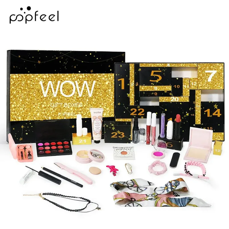 Calendrier de l'avent beauté 24 jours, ensemble de maquillage, compte à rebours de noël, brillant à lèvres, rouge à lèvres, cosmétique, 24 pièces — image 1