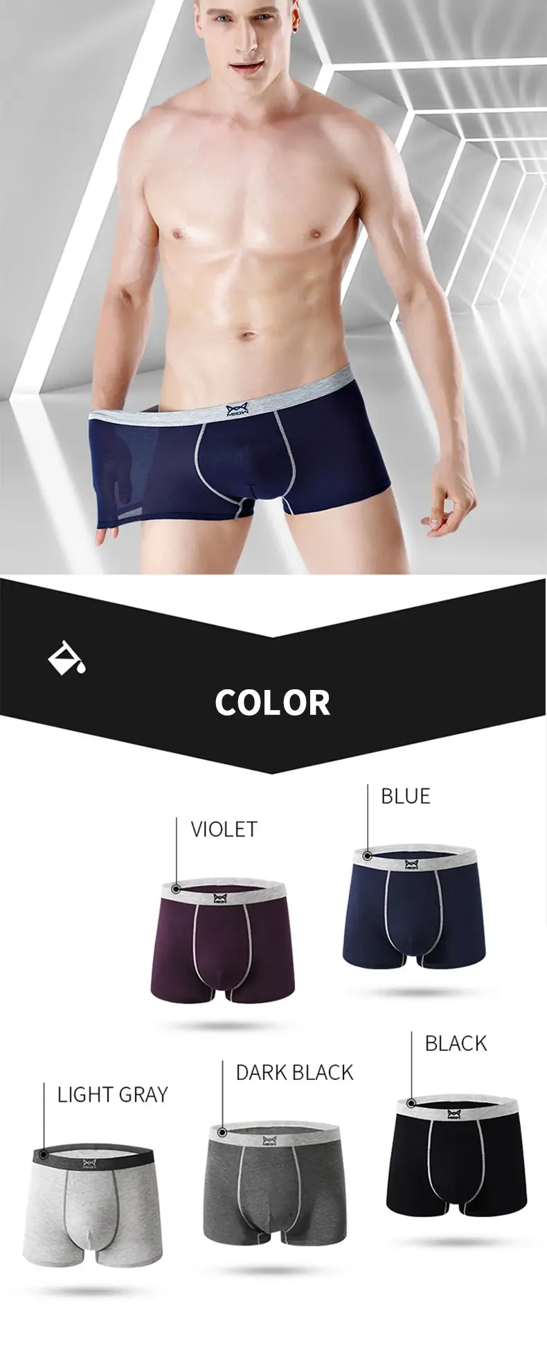 MiiOW 3pcs 40S Modal Men Boxers Underwear Breathable Mesh Men's Panties Boxershorts 3A Graphene Antibacterial Man Underpants 3256806622346870 — image 15