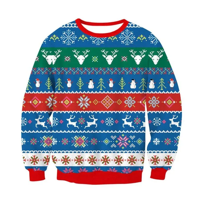 Festival Christmas Pattern Sweatshirts For Men Humping Reindeer 3D Printed Pullover Holiday Party O-Neck Hoodies Long Sleeves — image 29