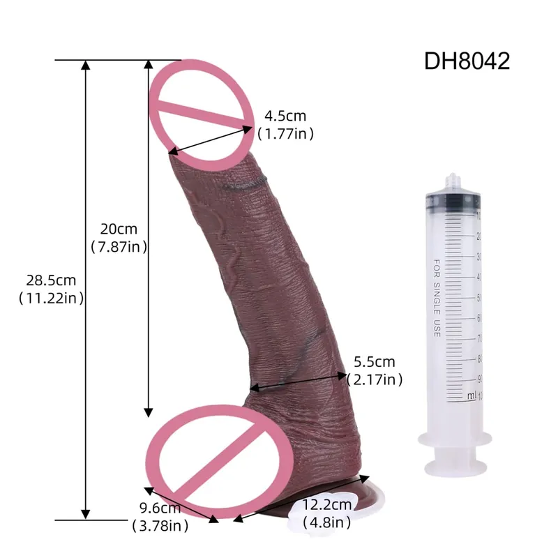 Silicone Sống Động Như Thật Hai Lớp Xuất Tinh Dương Vật Squirting Dài Dương Vật Giả Có Mút Hậu Môn Đồ Chơi Dành Cho Nam Nữ Masturbator — image 16