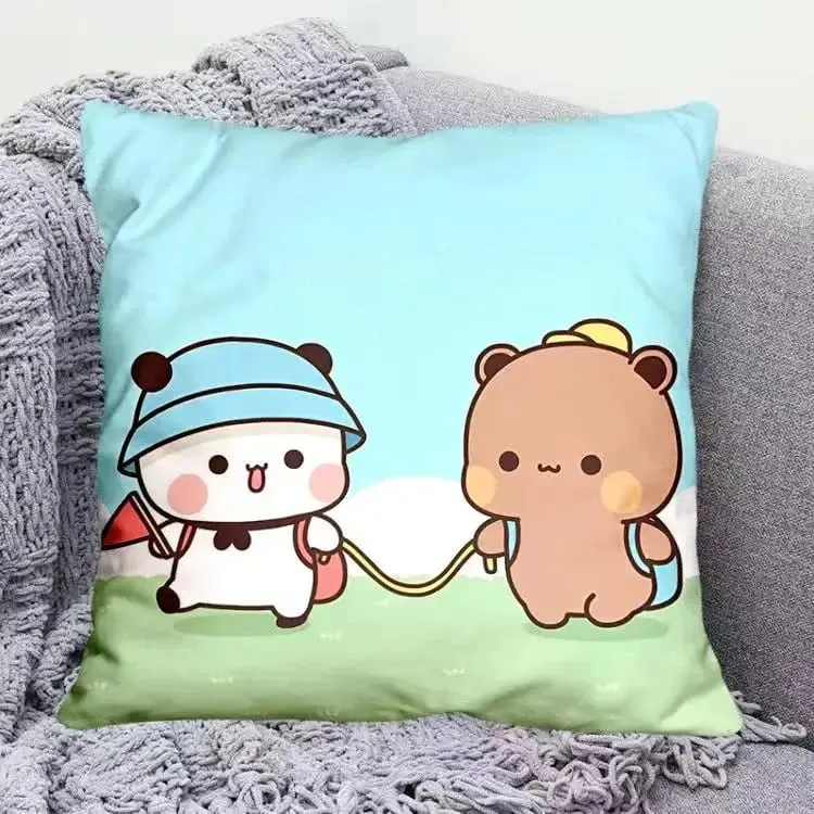 Yier Panda Bantal Comel Bubu Dudu Kartun Bantal Persegi Kawaii Anime Pinggang Lembut Sofa Kusyen Kereta Hiasan Bilik Tidur Rumah — image 12