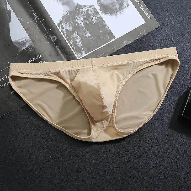 Seamless Ice Silk Briefs Men Big U Pouch Sexy Ice Silk Bikini Underwear Plus Size Low Rise Solid Color Male Panties — image 16