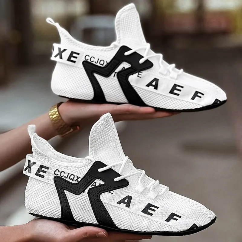 Weiße Turnschuhe Herren High Top Bequeme atmungsaktive Mesh-Freizeitschuhe Sockenschuhe Große Größe 47 Outdoor-Wanderschuhe für Herren — image 2