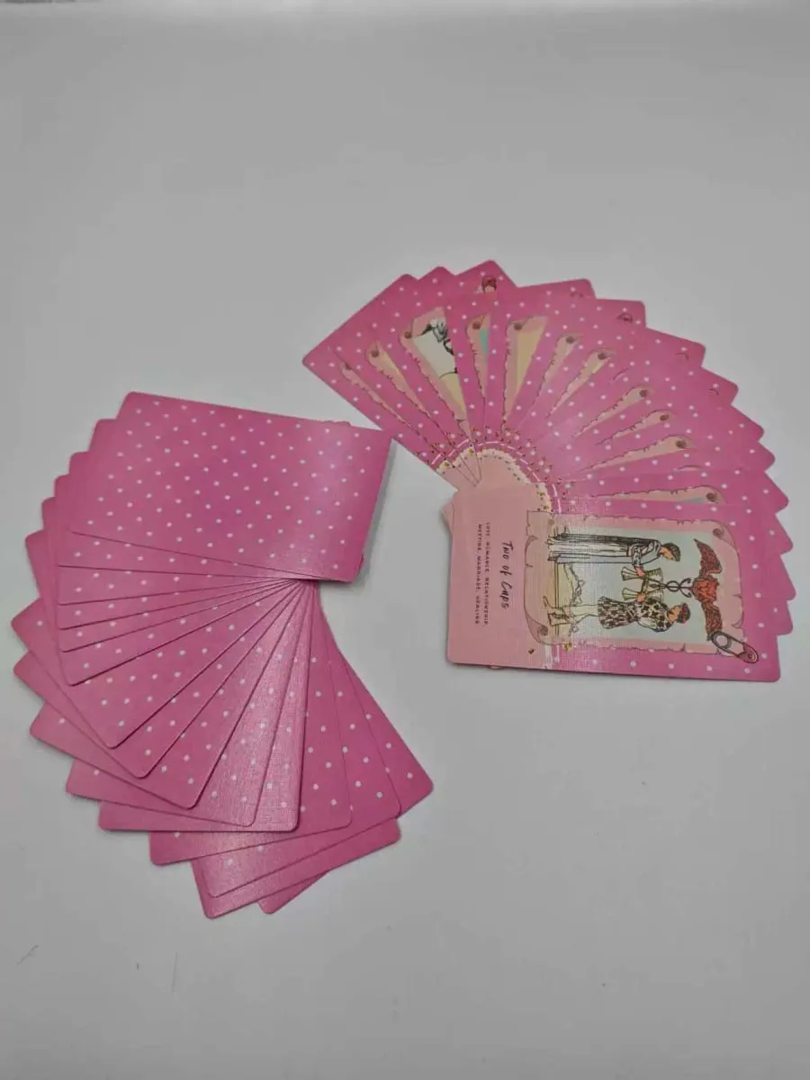 Dek Tarot Pink Waite 78 Kad Dengan Kata Kunci Reka Bentuk Kolaj Merah Jambu Comel Ramalan Dek Oracle Permainan Papan Meramal — image 2
