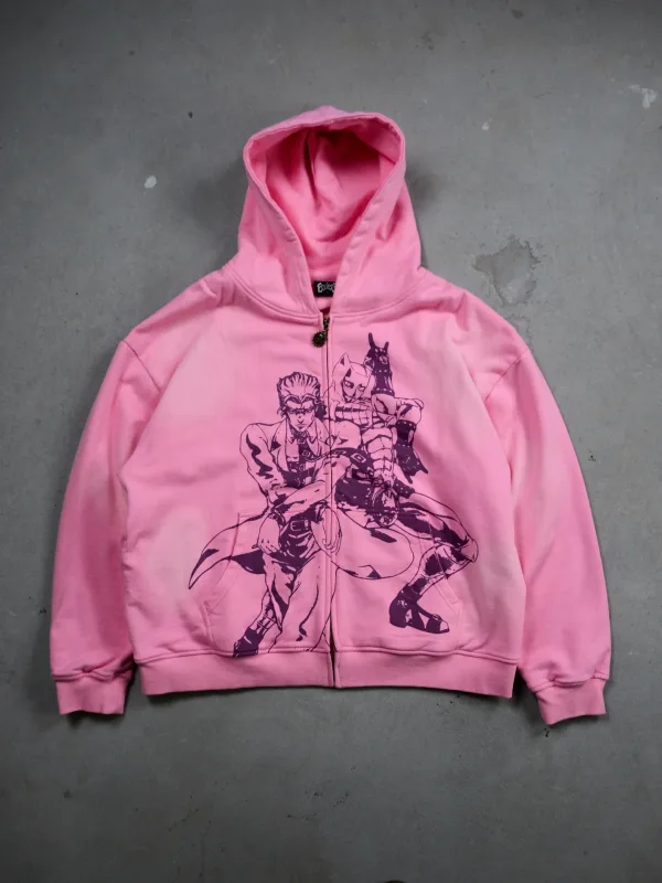 Hoodies Harajuku Oversized Mens Womens Jojo Bizarre Splicing Embroidery Zip Up Hoodie Hip Hop Couples Y2k Street Sweatshirt — image 7