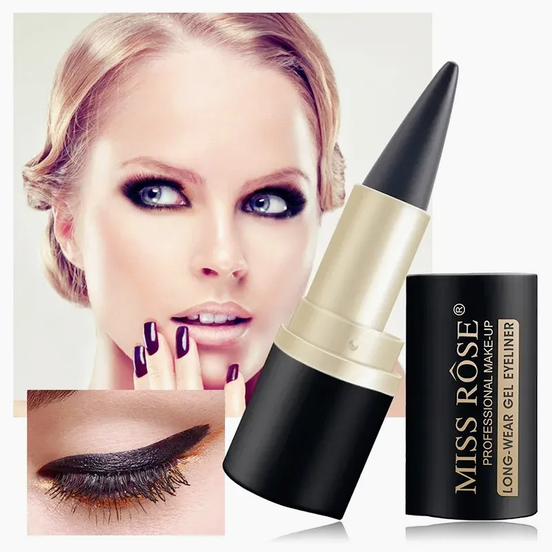 Gel per eyeliner impermeabile opaco - Matita gel a testa singola con pigmenti ricchi ad asciugatura rapida 24 ore A prova di sbavature Nero a lunga durata — image 3