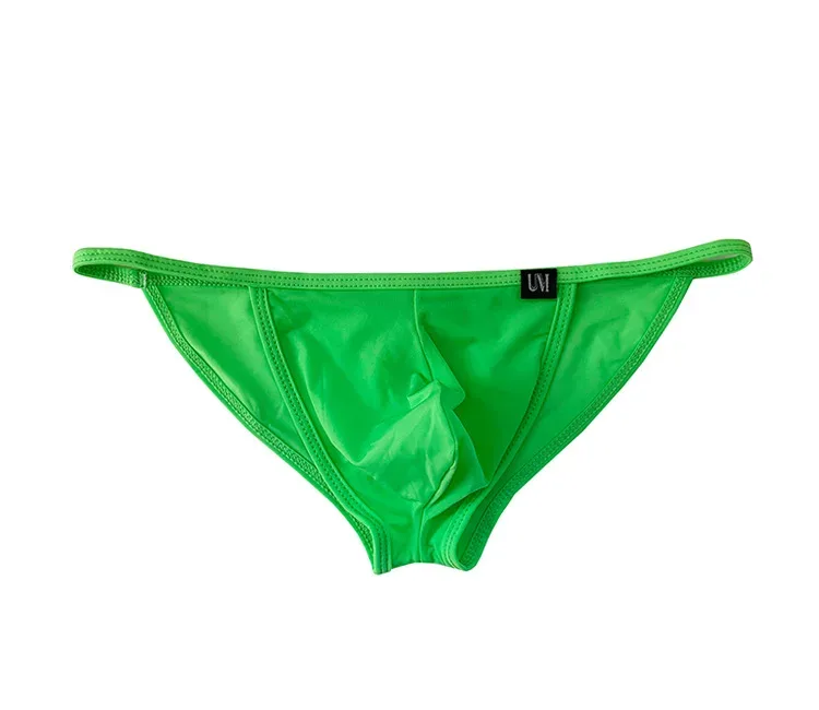 Men's Sexy Briefs Ultrathin Ice Silk Underpants Double Split Bikini Underwear With Holes Personalized U-Convex Design Panties — image 6