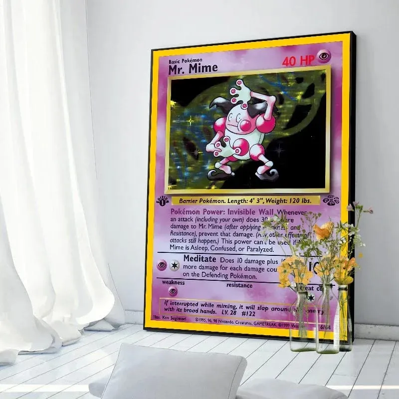 Pokemon Basis ชุด 1996 จาก Engels การ์ด Shining โปสเตอร์ภาพวาดผ้าใบพิมพ์สีน้ำ Wall Art ภาพตกแต่งบ้านของขวัญ