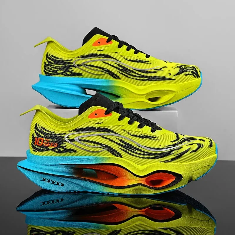 Chaussures de course confortables pour hommes et femmes, baskets d'athlétisme légères et respirantes en planche de carbone pour Marathon, automne — image 2