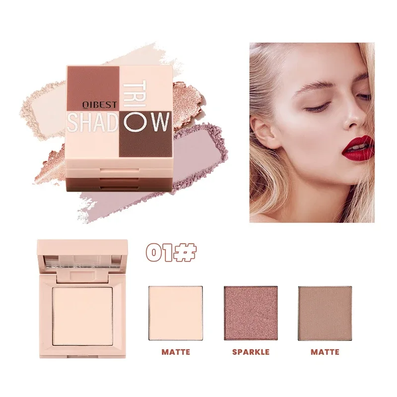 1 kus paleta očních stínů tři v jednom přenosný make-up s matným a lesklým povrchem multifunkční neutrální tón snadno se mísí
