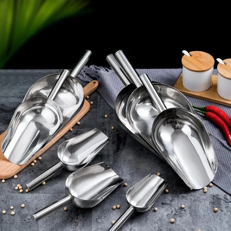 Keluli Tahan Karat Ais Kiub Scoop Bar Bufet Dapur Pesta Rempah Gula-gula Tepung Kacang Sudu Sudu Barang Kering Sudut Aksesori Dapur — image 8
