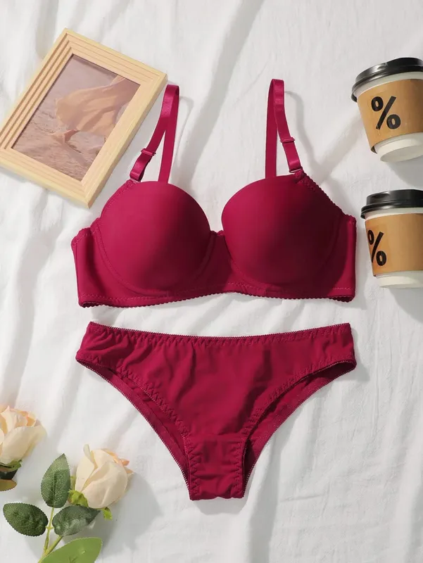 Hot selling warna solid set seluar dalam 2 helai pelbagai warna set bra empat musim setiap hari selesa dipakai Lingerie seksi 2611 — image 11