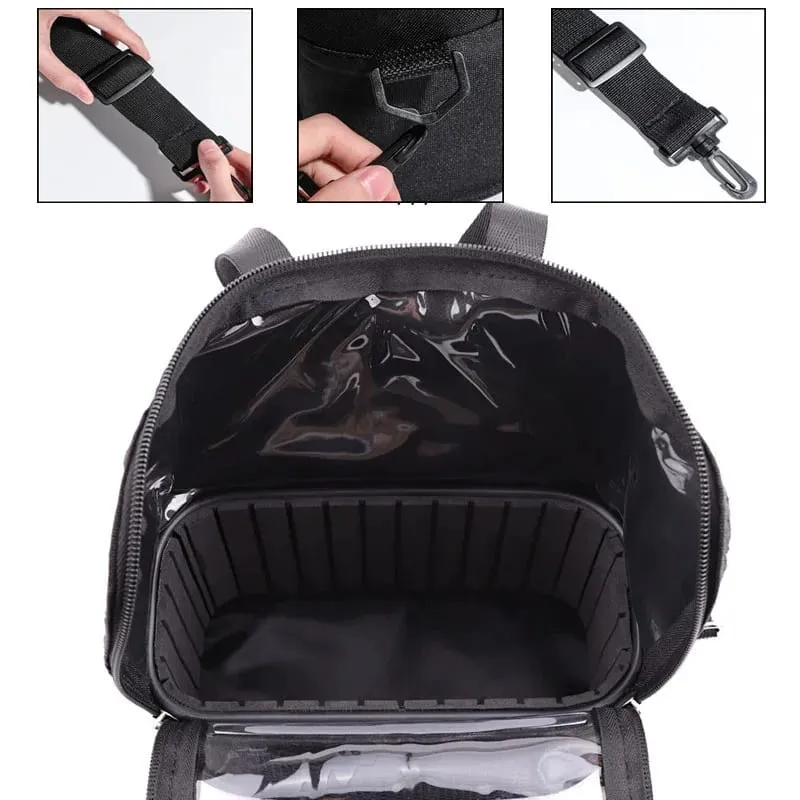 Porte-pinceau de maquillage transparent avec couvercle, sac de rangement pour pinceaux de maquillage de grande capacité, sacs de maquilleur debout avec sangle et séparateurs — image 5