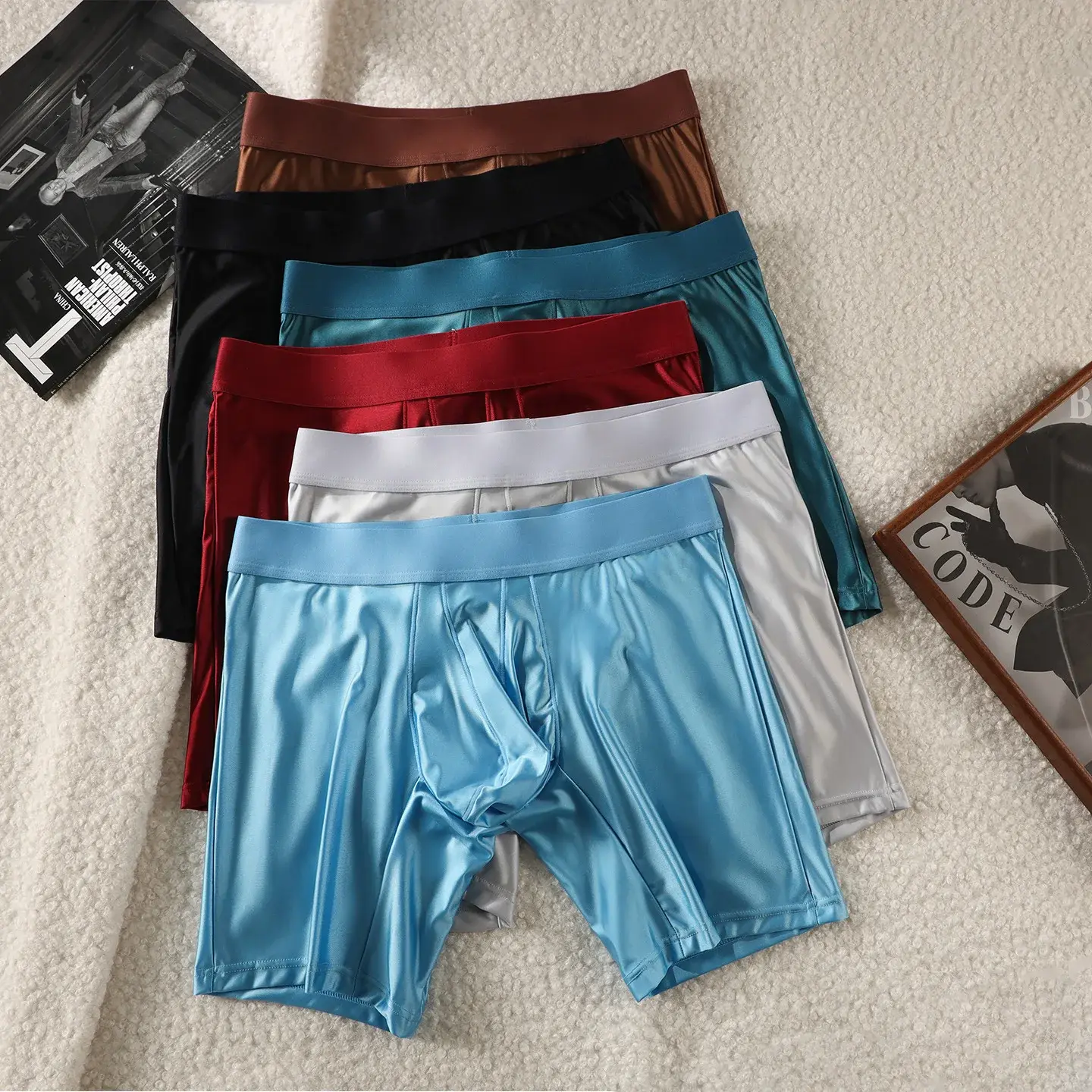Sous-vêtements pour hommes Boxers Solide U Convexe Poche Culotte Homme Jambe Allongée Boxer Shorts Homme Taille Moyenne Sport Caleçon Mâle M-XXL