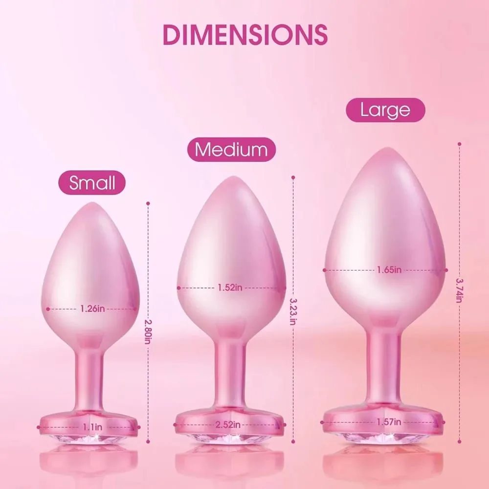3 tamanhos de cristal diamante coração base metal anal plug iniciante butt plug masturbação estimulador sexo massageador adulto brinquedos sexuais — image 3