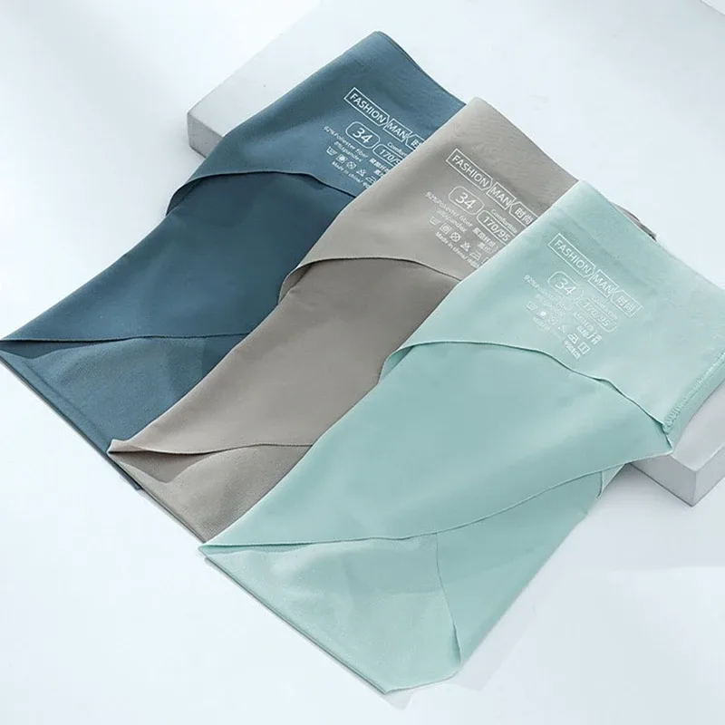 Slip senza cuciture da uomo in seta di ghiaccio Estate Nuove mutandine intimo traspirante alla moda ultrasottile trasparente sexy ad asciugatura rapida — image 8