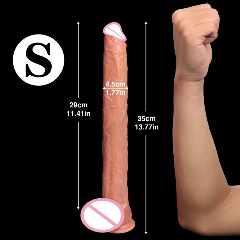 Pene artificiale super lungo Dildo realistico Genitali maschili Penetrazione Giocattolo del sesso anale Masturbazione vaginale femminile Ventosa Cazzo — image 12
