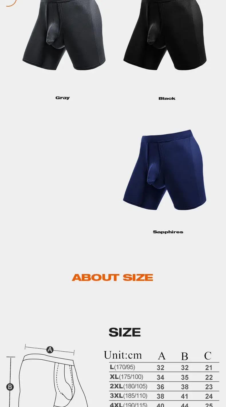 Mens Underwear Modal Boxers Shorts Homme Solid Panties Breathable Separation Bullet Pouch Long Leg Underpants Large Size XL-6XL — image 10