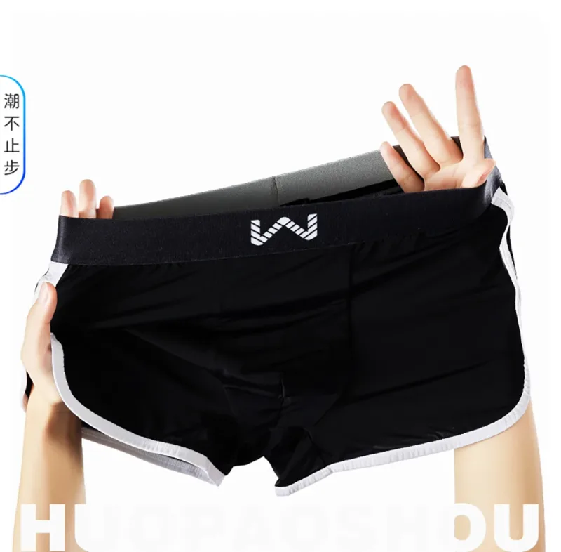 3st/pack Ice Silke Andas Antibakteriellt Mesh Herrkalsonger Stor Space Pouch Trosor Höga elastiska midjeband Boxer Homme — image 8