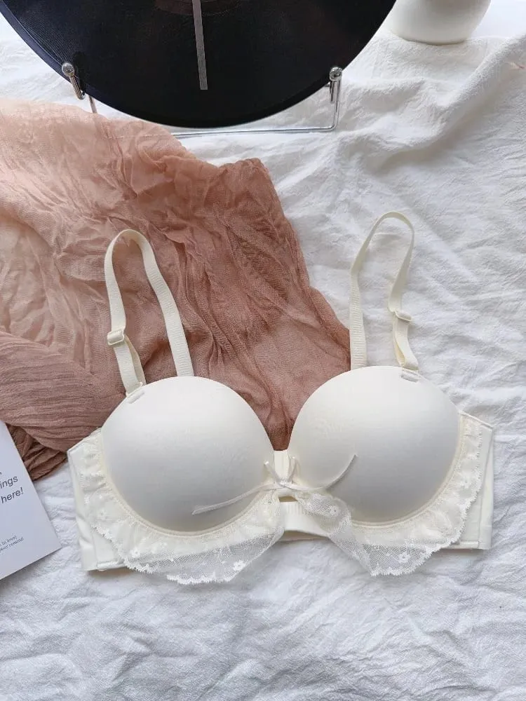 작은 가슴을위한 레드 하프 컵 레이스 브래지어 세트 조정 가능한 지원 안티 처짐 푸시 업 섹시한 란제리 세트 여성 생일 선물