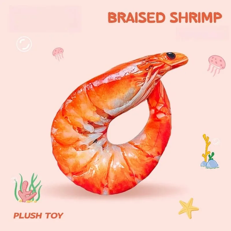 Real‑Printed Braised Prawn Plush Pillow Soft Stuffed Shrimp Cushion Funny Novelty Toy Home Decor Holiday Gift — image 4
