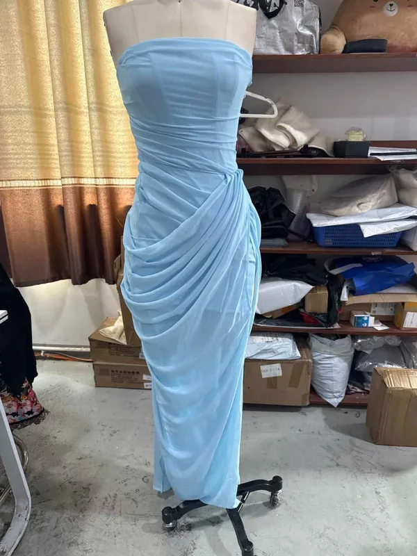 Abito lungo da donna sexy con scollo all'americana, elegante scollo a V profondo senza maniche, abiti a fessura alta, abiti da sera, moda femminile — image 11