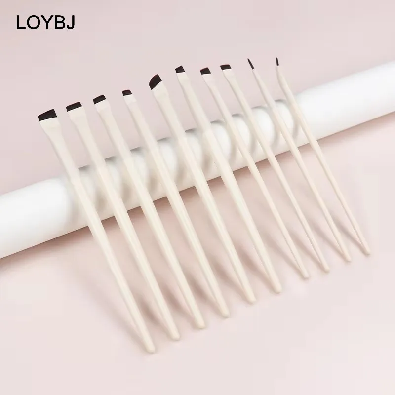 Upgrade Blade Sada štětců na oční linky Ultra tenký jemný úhlový plochý štětec na obočí pod očima Přesné štětce na detaily Ivory — image 6