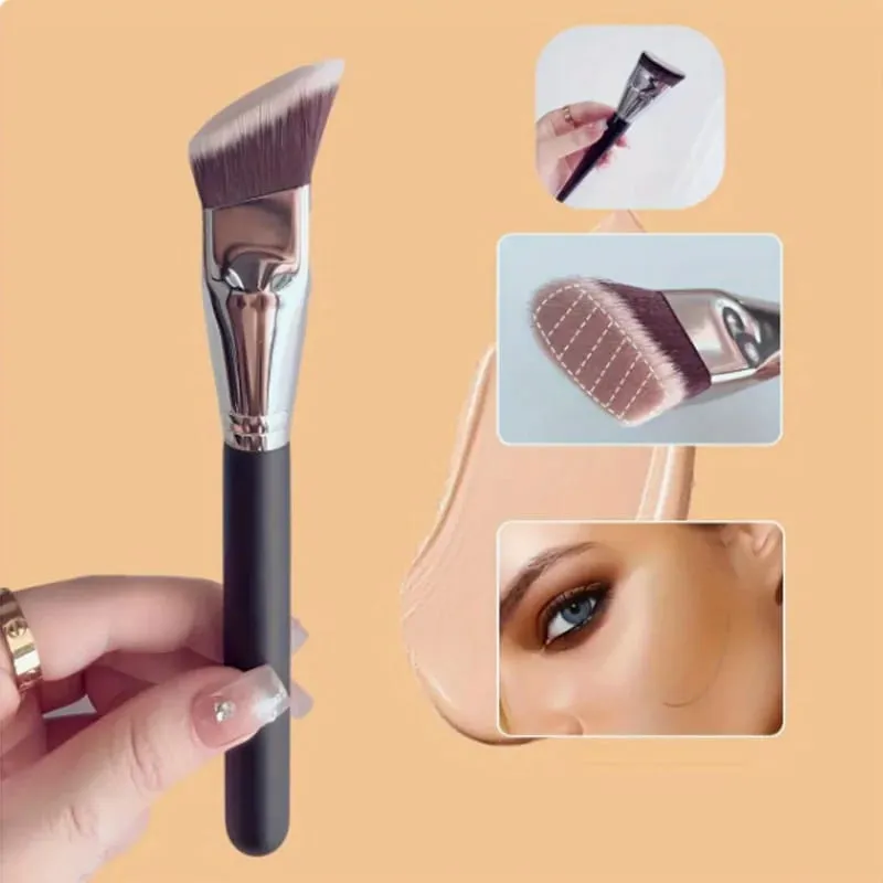 Pinceau de maquillage à tête plate biseautée, 1 pièce, pour fond de teint, Contour trapézoïdal, outils de maquillage professionnels pour débutants — image 2