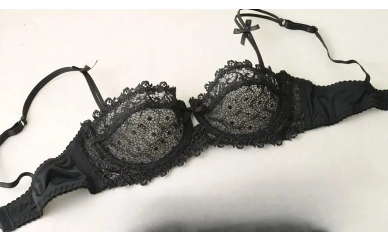 Ensemble de Lingerie d'été en dentelle blanche, soutien-gorge Ultra fin, respirant, maille transparente, Sexy, décolleté en V, Push Up, sans fil, sous-vêtements pour femmes — image 9