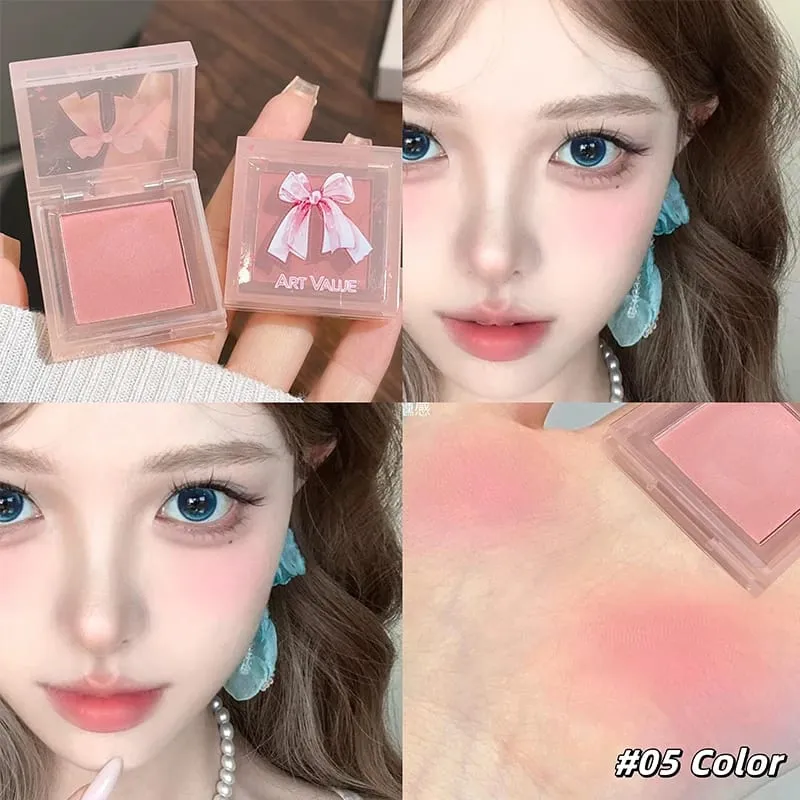 KUNSTVÆRDI 6 stk Makeup Sæt inkluderer 4 stk Velvet Nude mat flydende læbestift og 1 stk ansigts blush palette med halskæde gave kosmetik — image 5