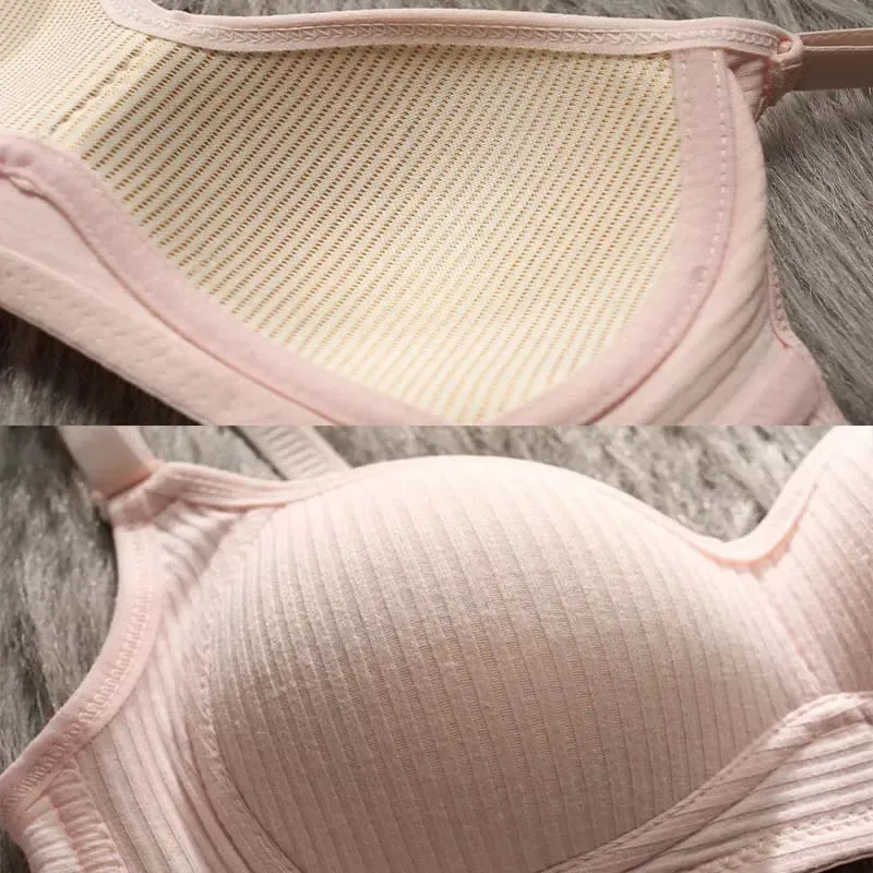Women Seamless Bra Sets Panties+Wire Free Bra 2Pcs Suit Solid Color Bralette Lingerie Sexy Brassiere Cotton Female Underwear Set — image 6