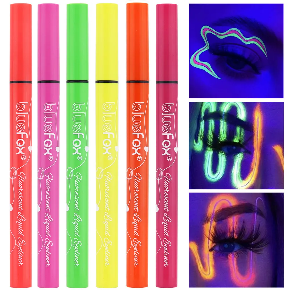 6 ชิ้นนีออนเรืองแสง UV Glow อายไลเนอร์กันน้ำ Long Lasting สีสัน Liquid Eye Liner Rave Party แต่งหน้าฮาโลวีนเครื่องมือ — image 5