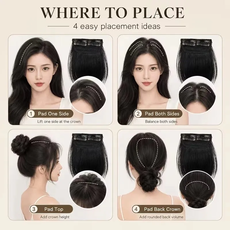 Extension capillaire synthétique courte et lisse de 10cm, 2 pièces, postiche en Fiber de forme de tête changeante pour femmes, usage quotidien — image 6