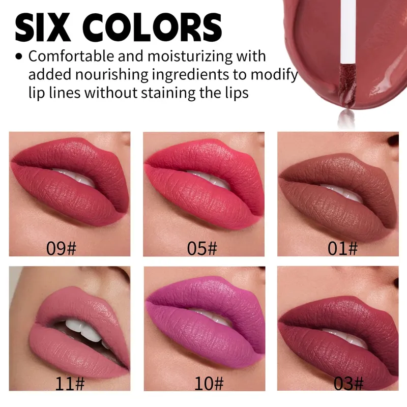 6-pack matte matte lipstick lip glaze long-lasting non-stick cup non-fading velvet lipstick lip gloss